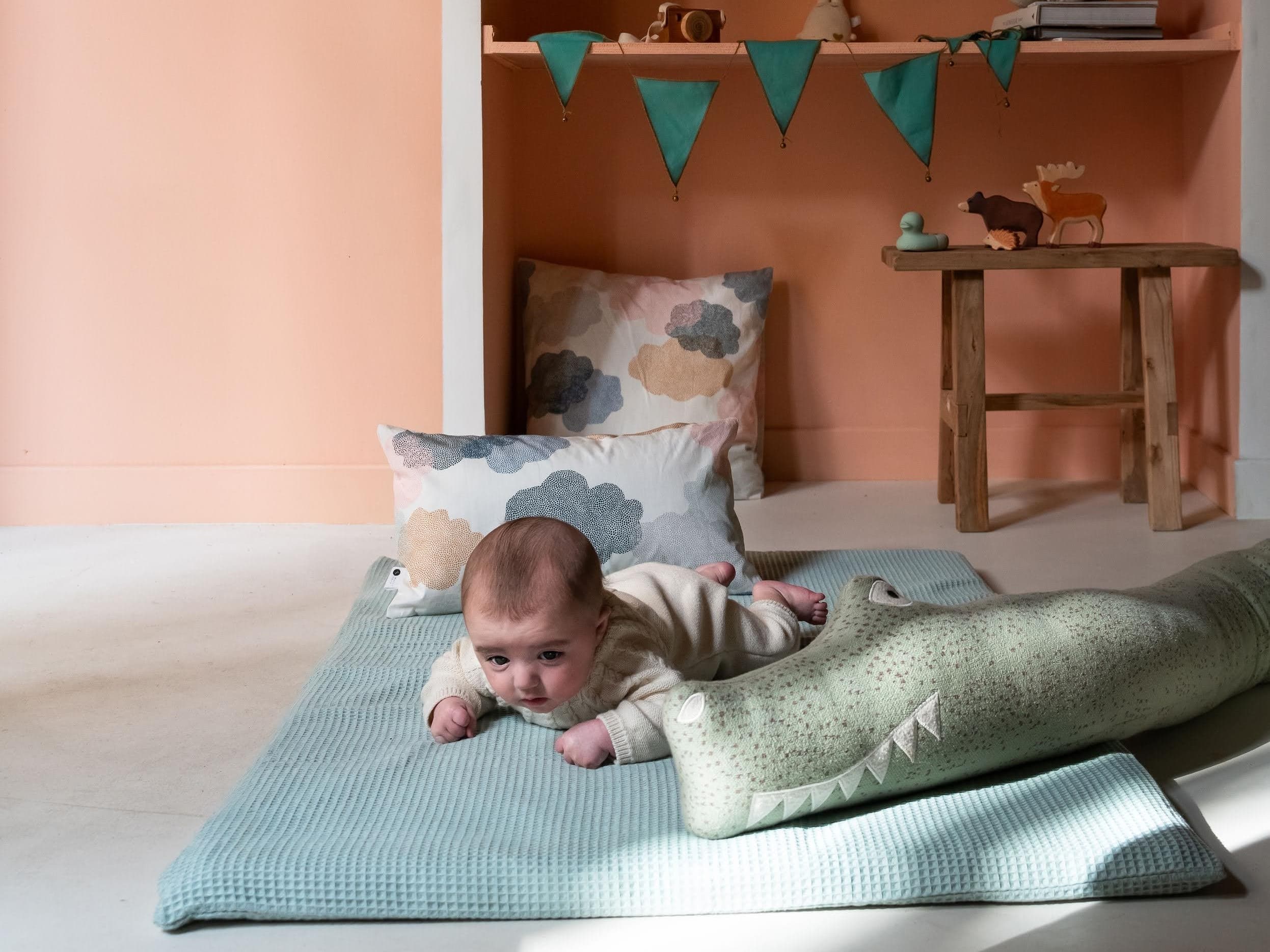 tapis de sol bébé vert menthe